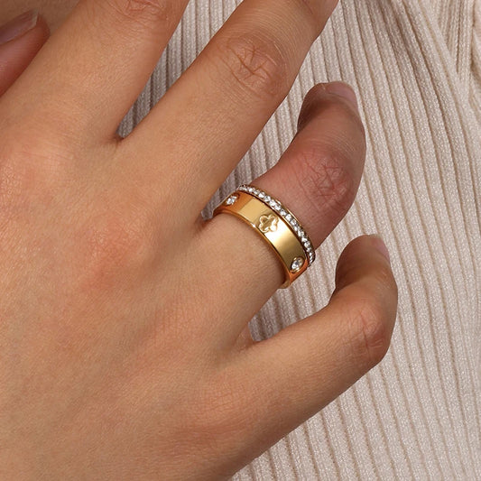 luxury gold crystal brand ring