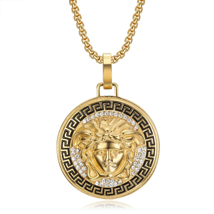 Gold Medusa Pendant Necklace