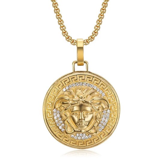 Gold Medusa Pendant Necklace