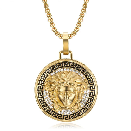 Gold Medusa Pendant Necklace
