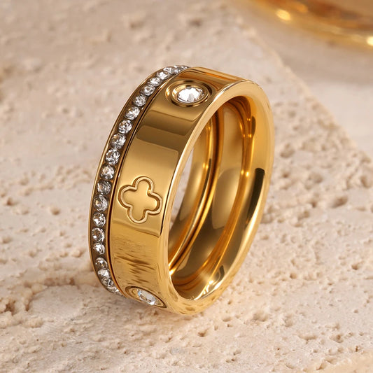 luxury gold crystal brand ring